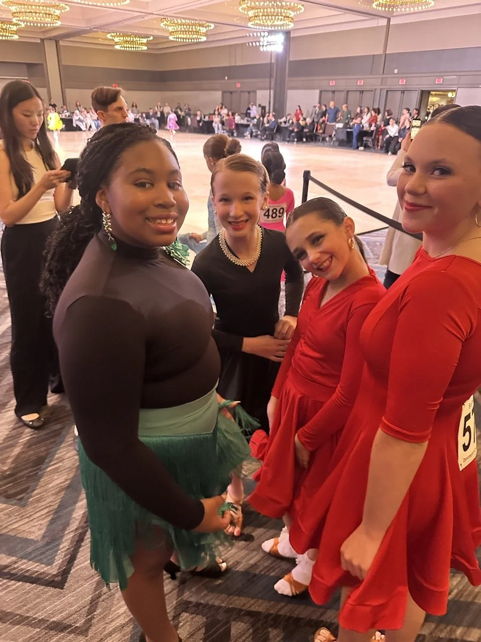 Dancers smiling at competition