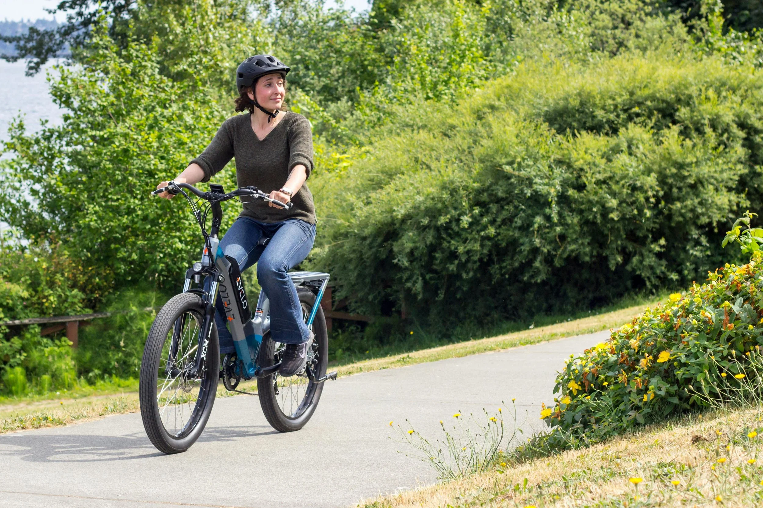 Person biking outside for mental wellness