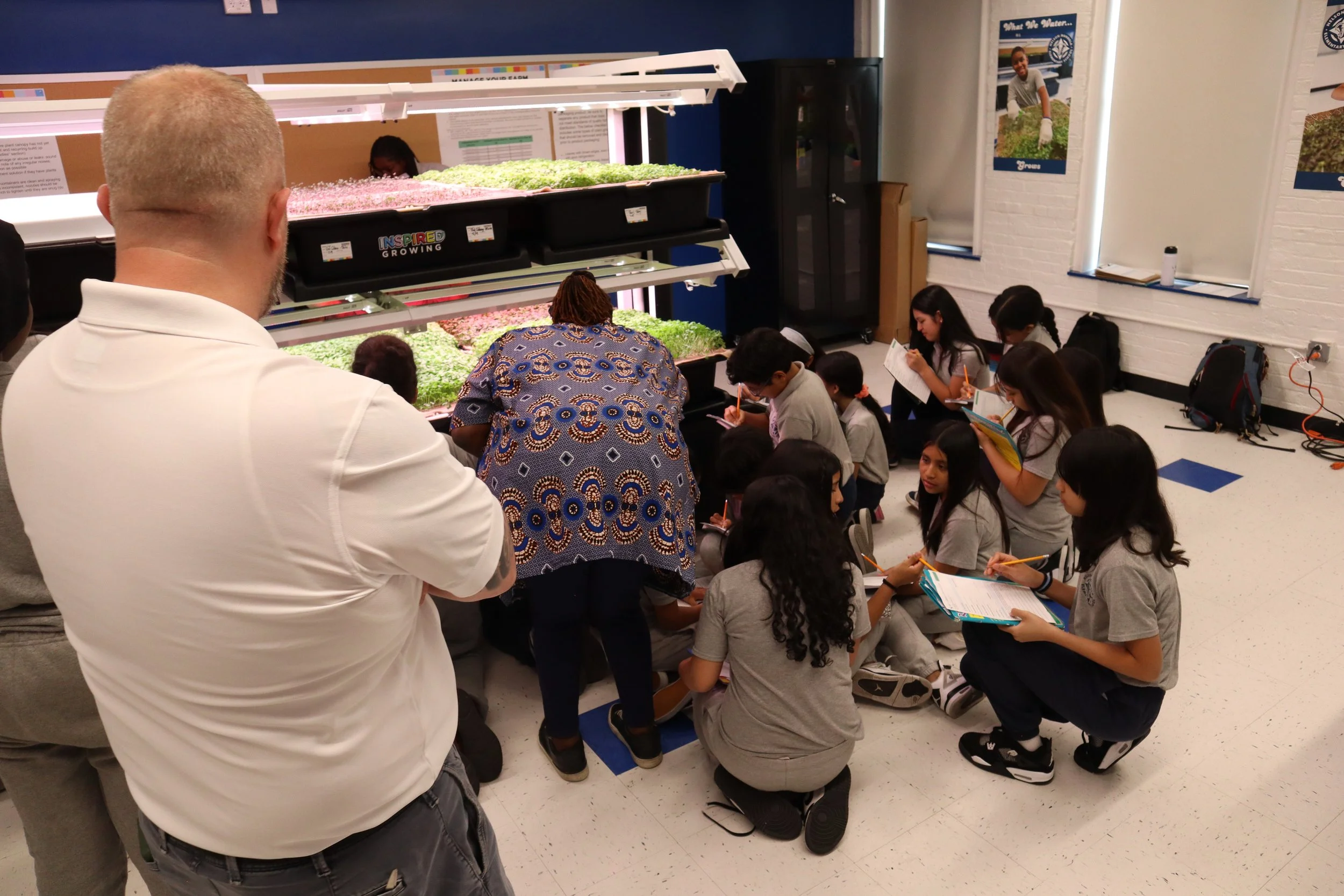 Students using the Inspired Growing farm