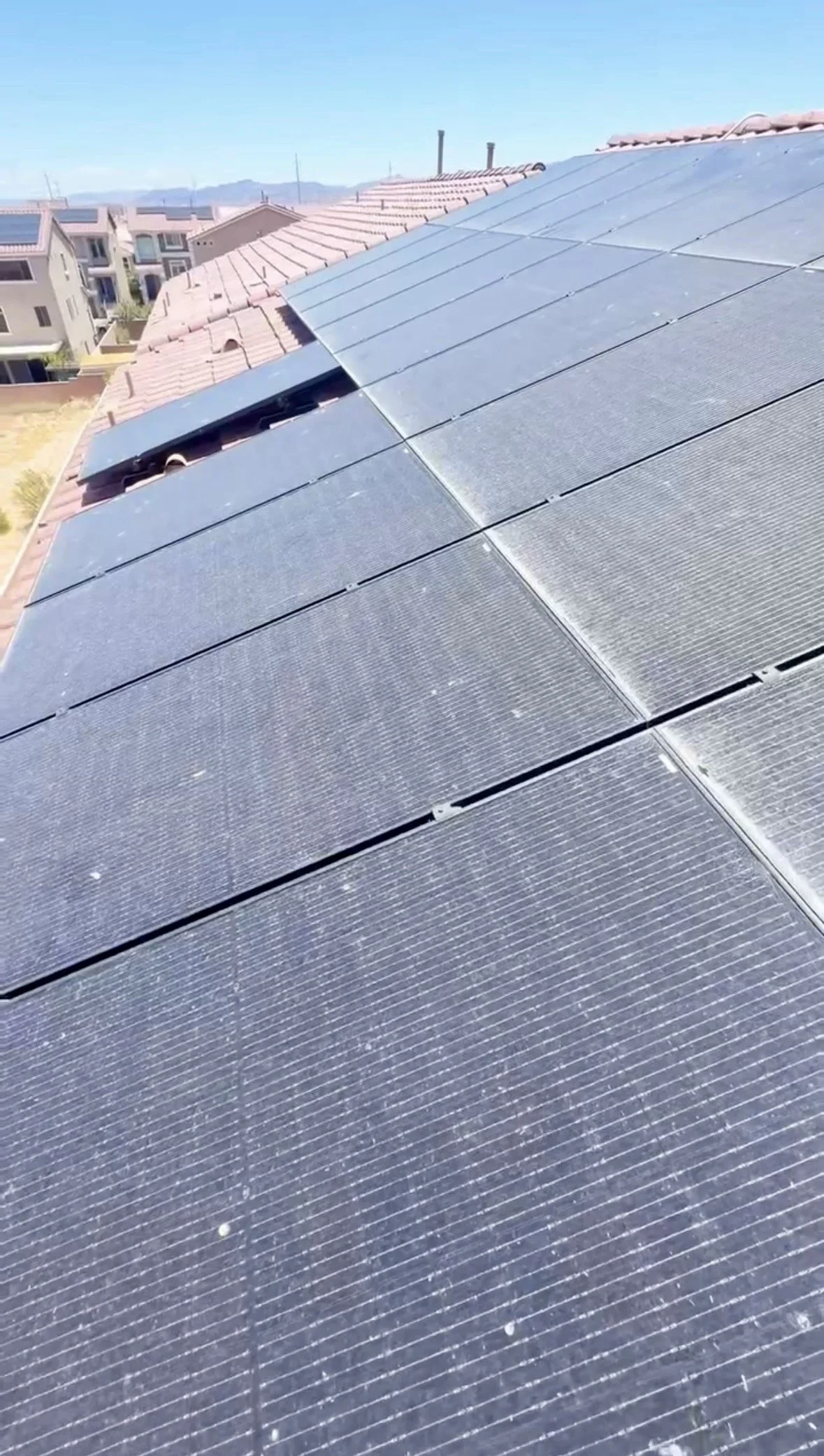 Solar panels before cleaning Las Vegas