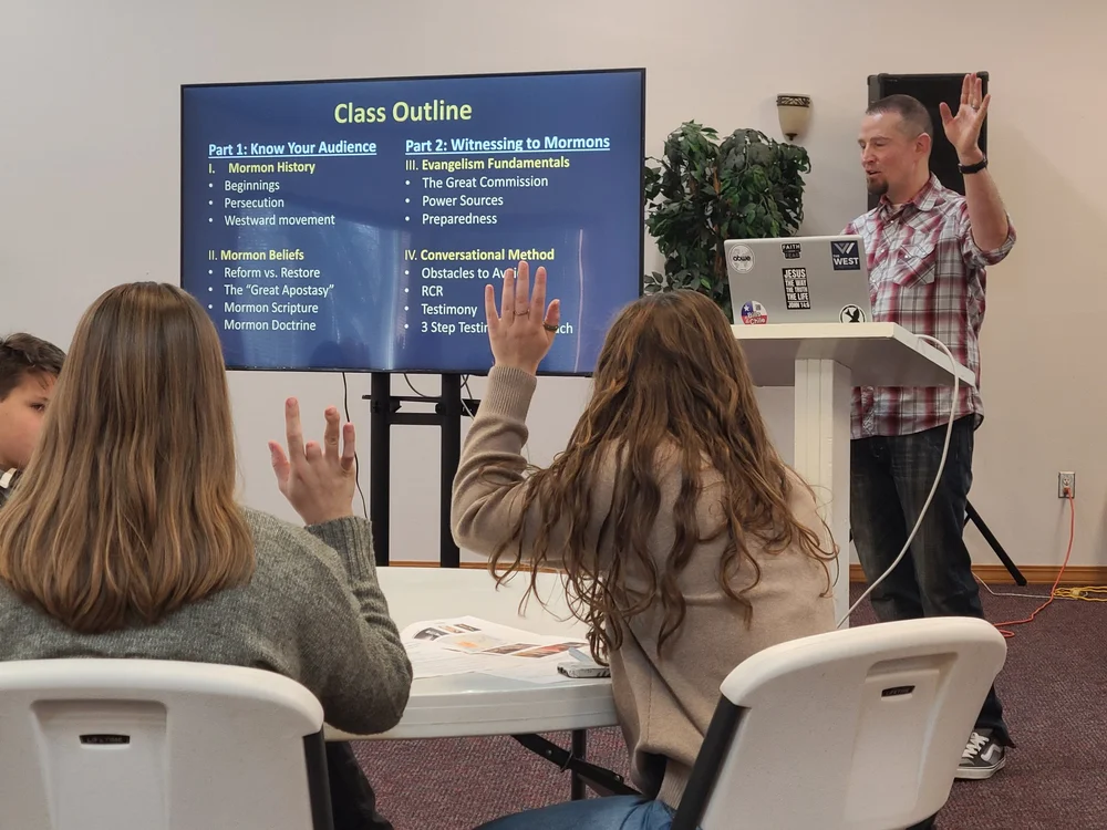 A PBC Bible class participating in the teaching.