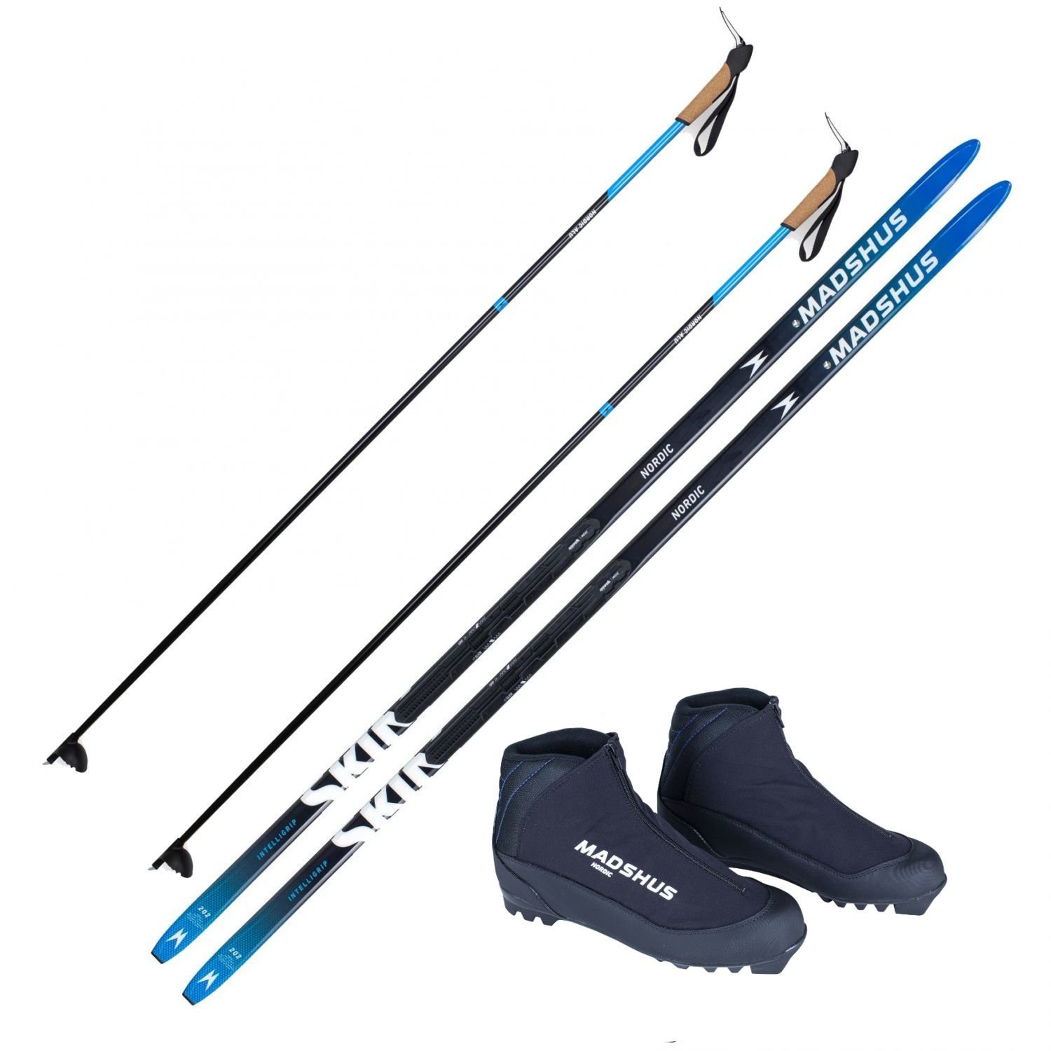 Skis, poles and shoes for cross-country skiing