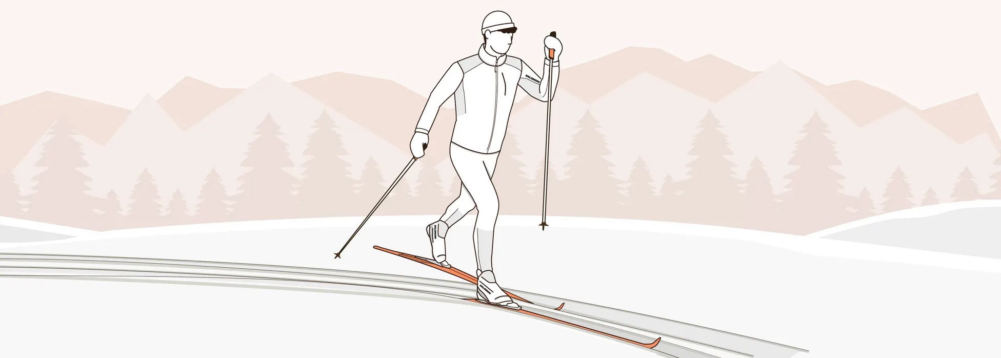 Classic skiing technique diagonal striding