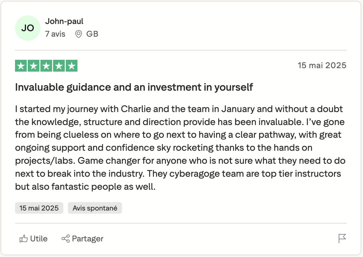 5-star review: DevSecOps bootcamp graduate testimonial