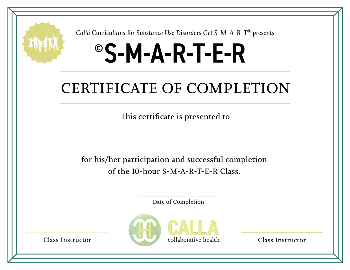 S-M-A-R-T-E-R Certificate of Completion