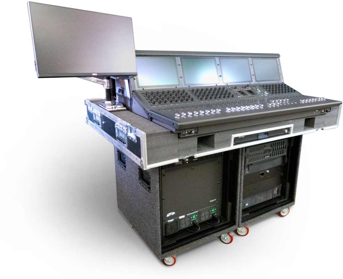 Avid Venue S6L 32D mixing console with raised monitor