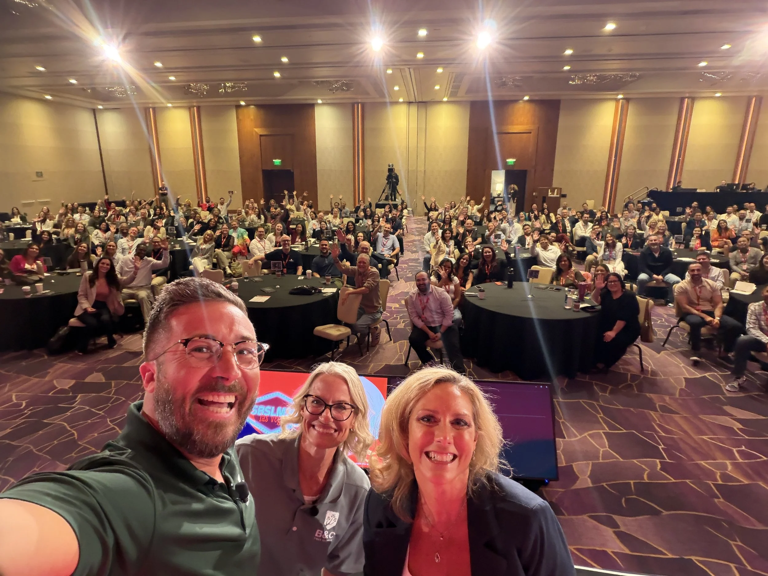 Alex and Jess Carey with the ADP host and the Grit and Wisdom Awards audience