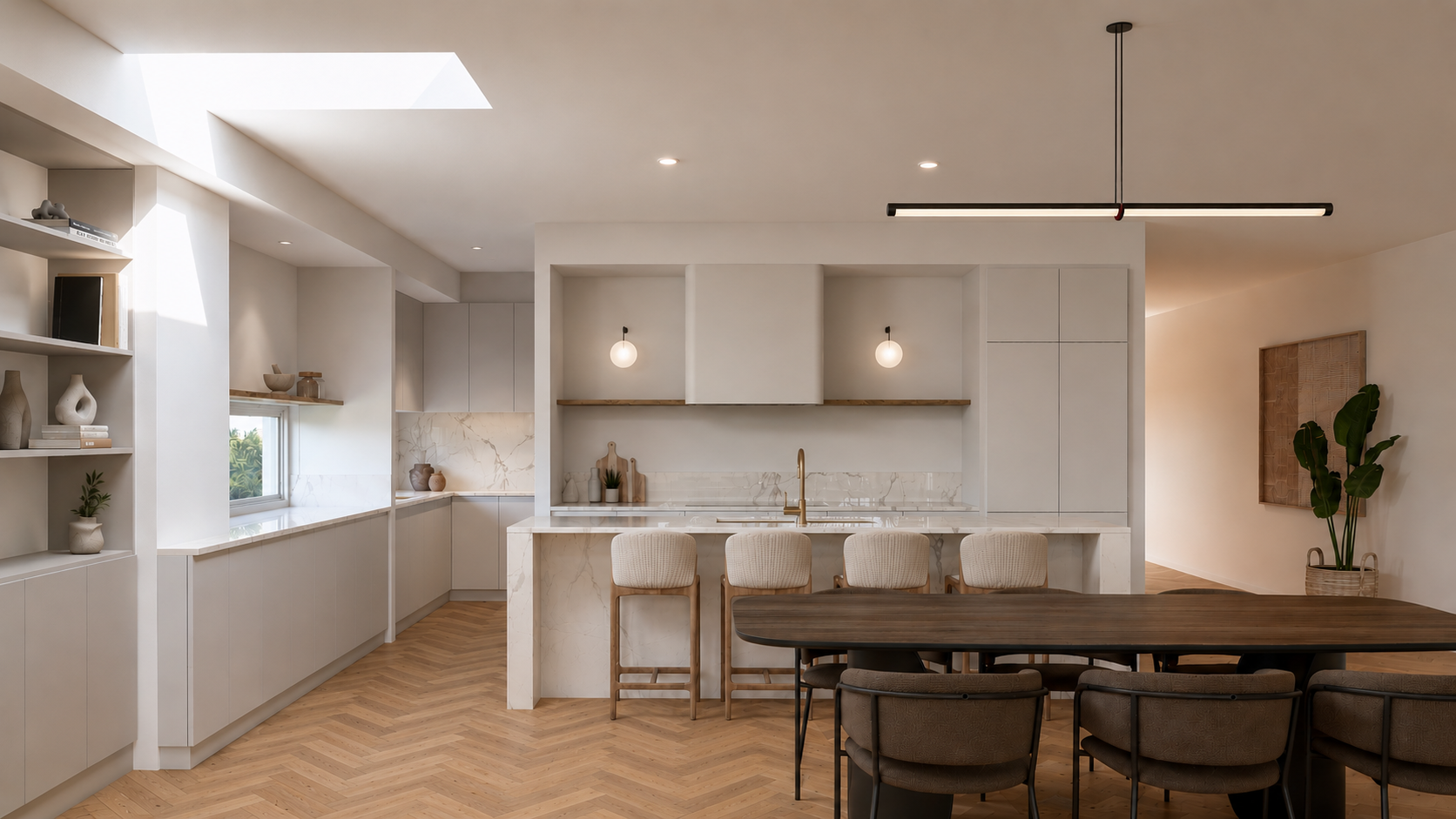 Architectural visualisation of the proposed Gardiner Street kitchen and dining area