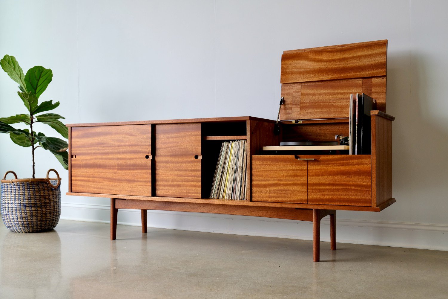 Mid-century inspired record console