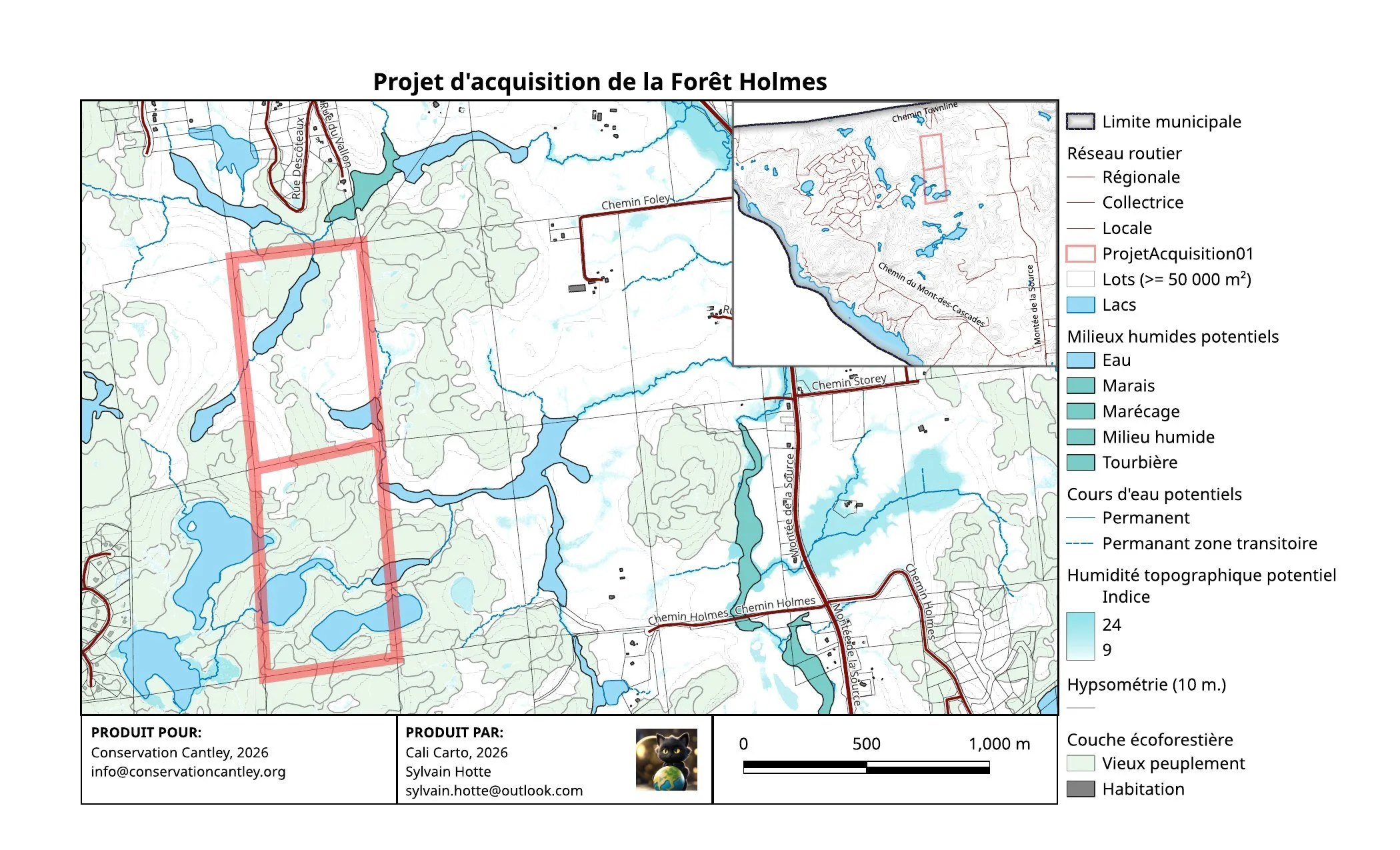 Carte du projet d'acquisition de la For&ecirc;t Holmes