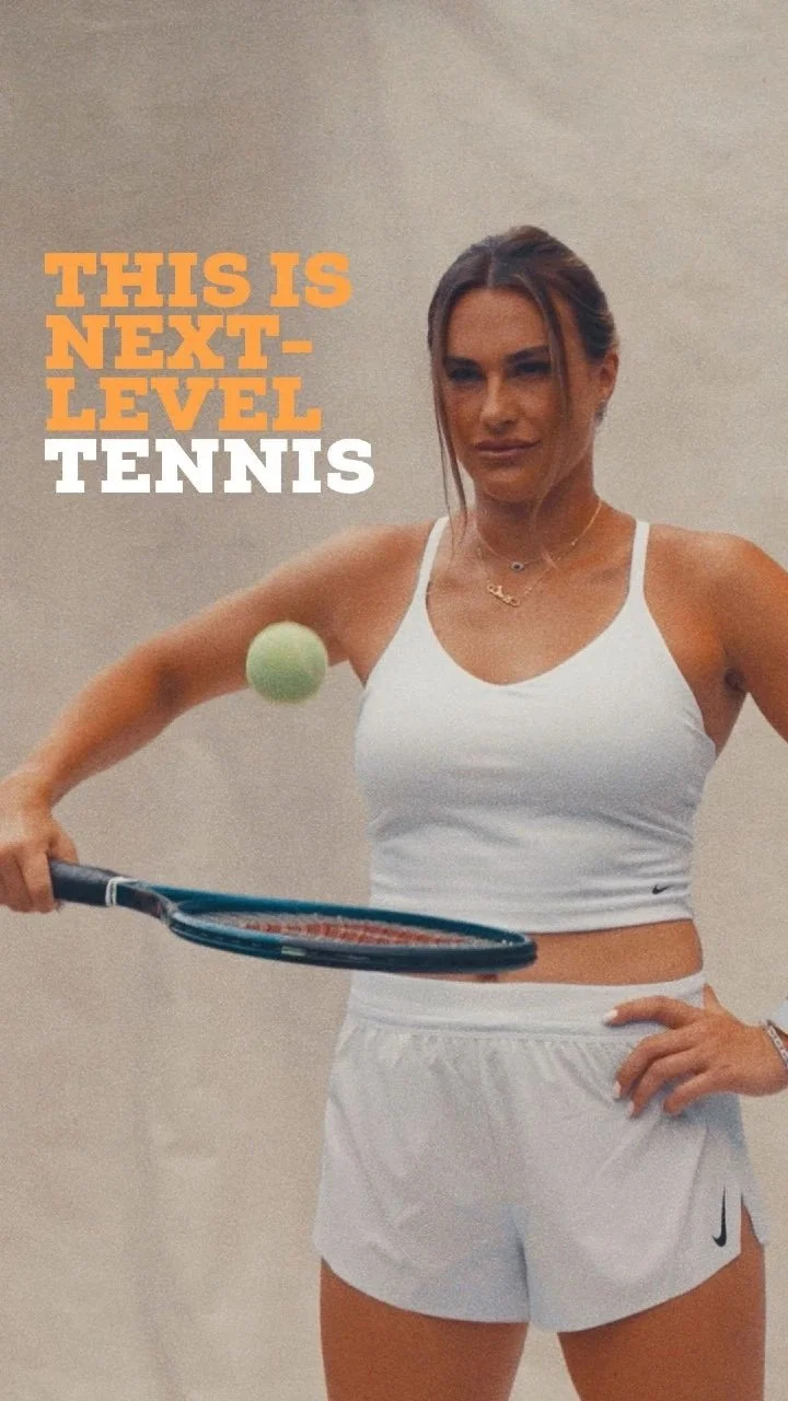 Aryna Sabalenka holding a tennis ball with the line: This is next-level tennis.