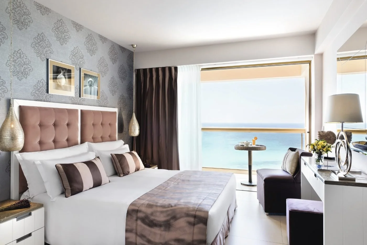A Double Room at Sani Beach with a balcony looking straight out to the sea