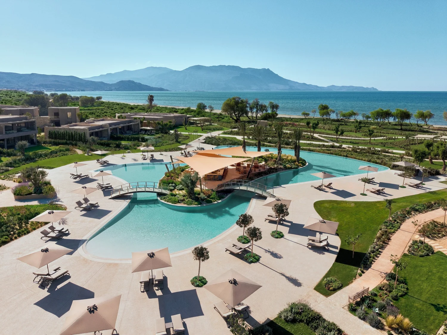 The pools, gardens and beach