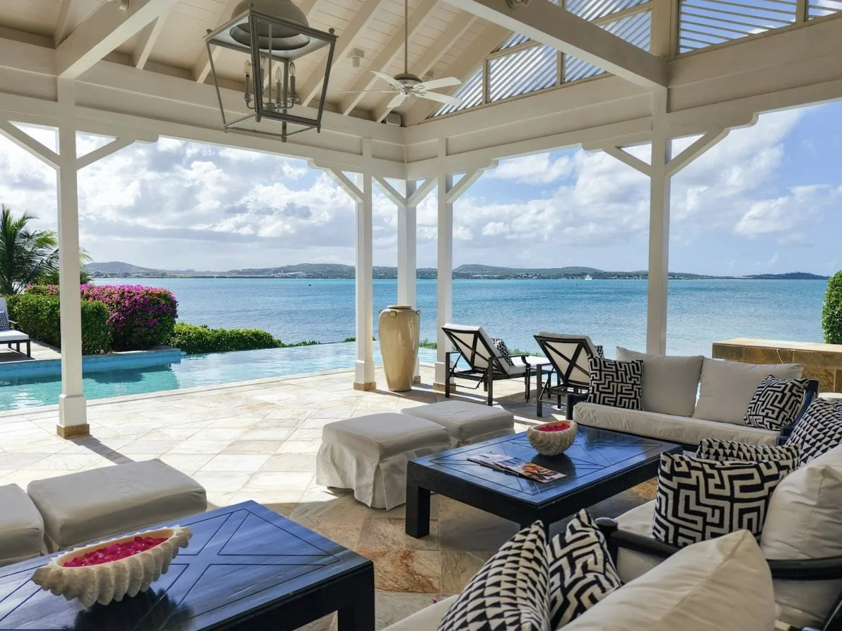 A private estate's pergola terrace and pool