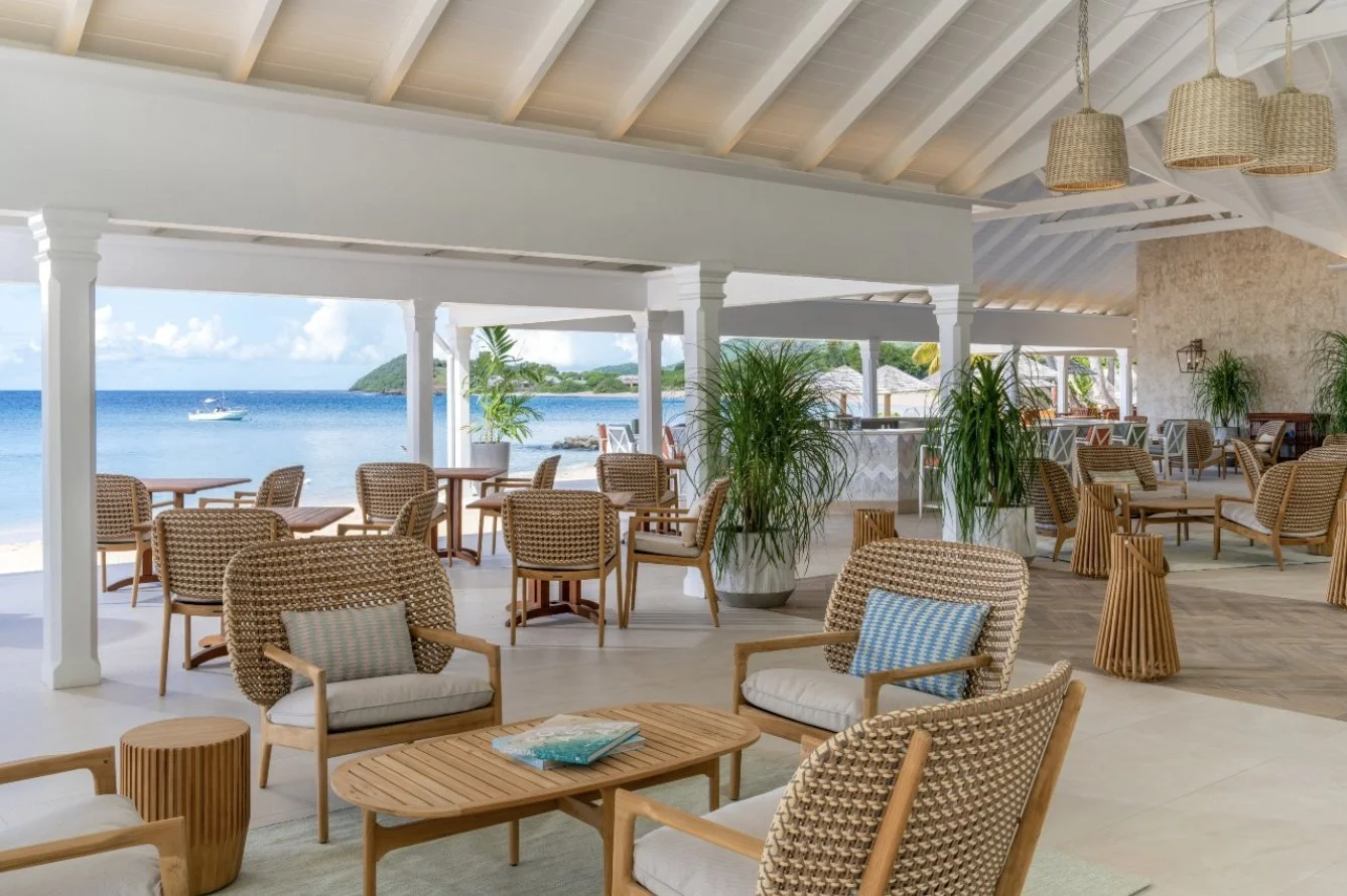 The airy Sea Grape restaurant opening onto the beach