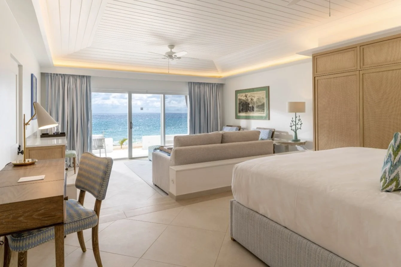 A Junior Suite with sunken living area and sea views