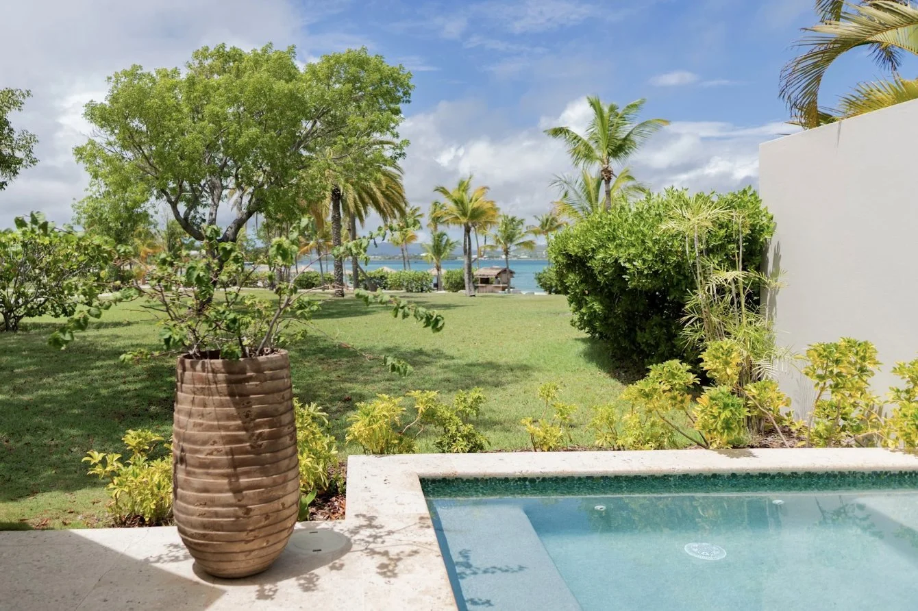 A plunge pool and garden at an Ocean Cottage