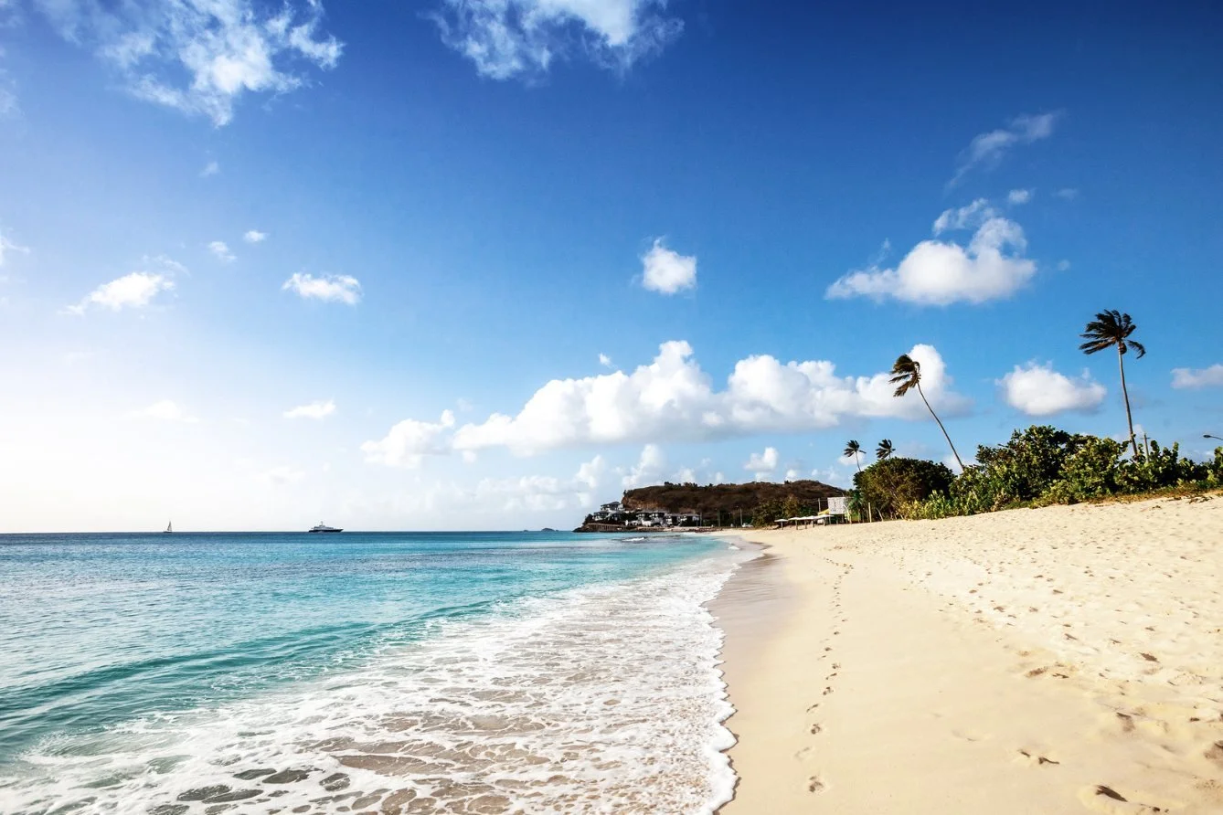 Turquoise water and soft sand on an Antiguan beach