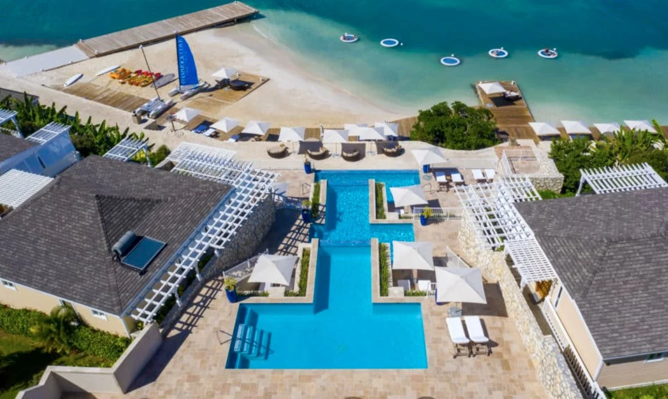 Tiered pool from above