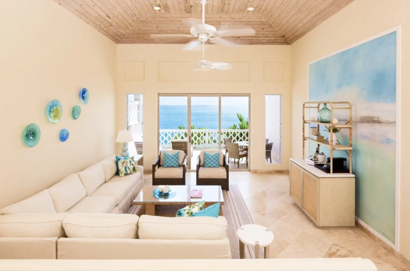The open-air living room of a Bluff Suite
