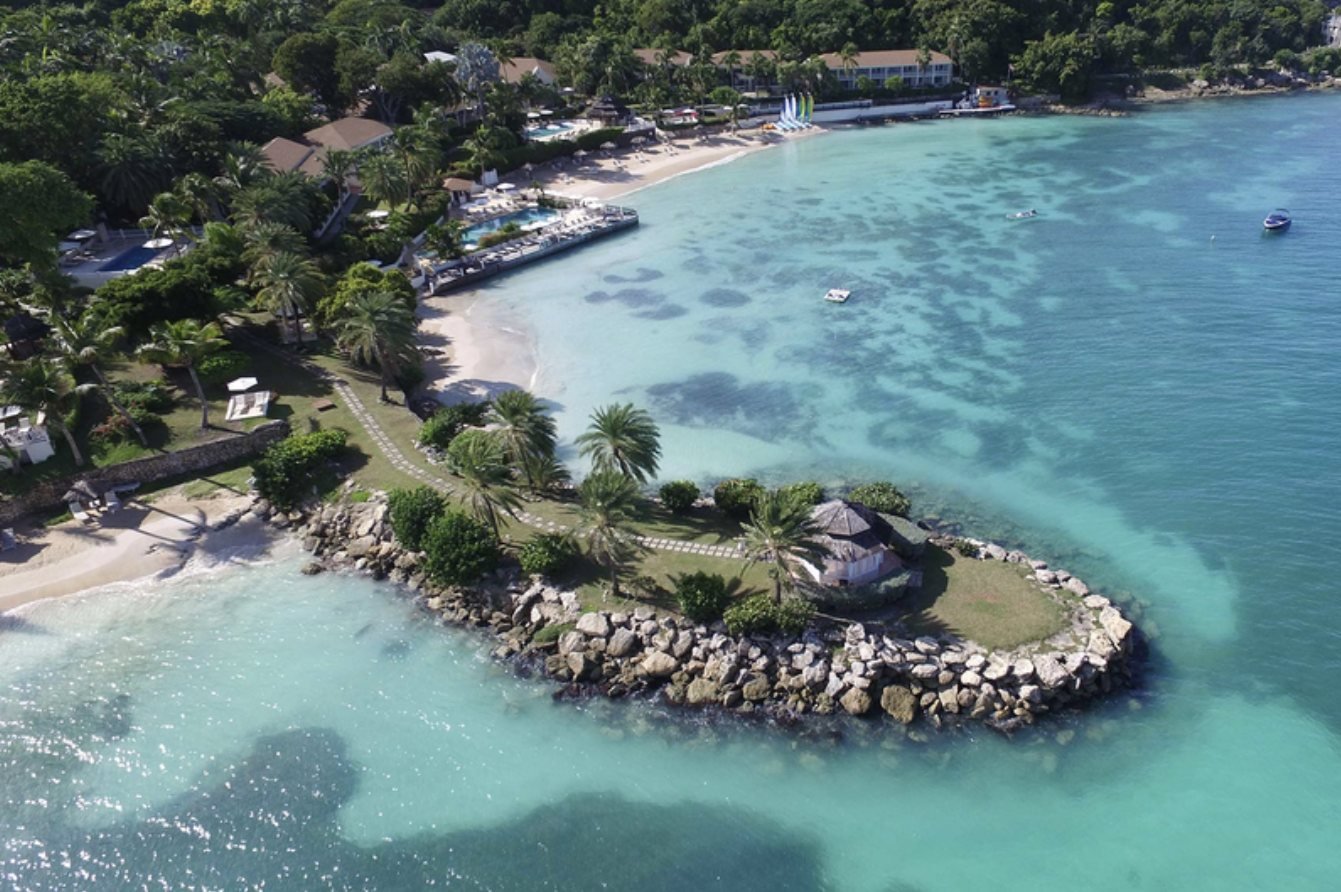 Blue Waters resort and its coves from the air