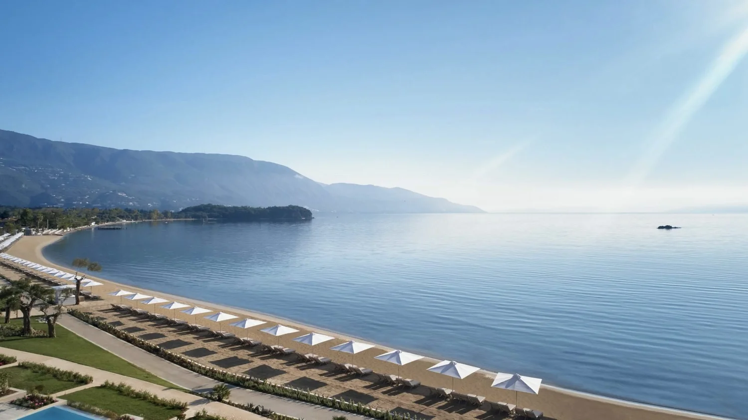 The beach and parasols on a calm morning