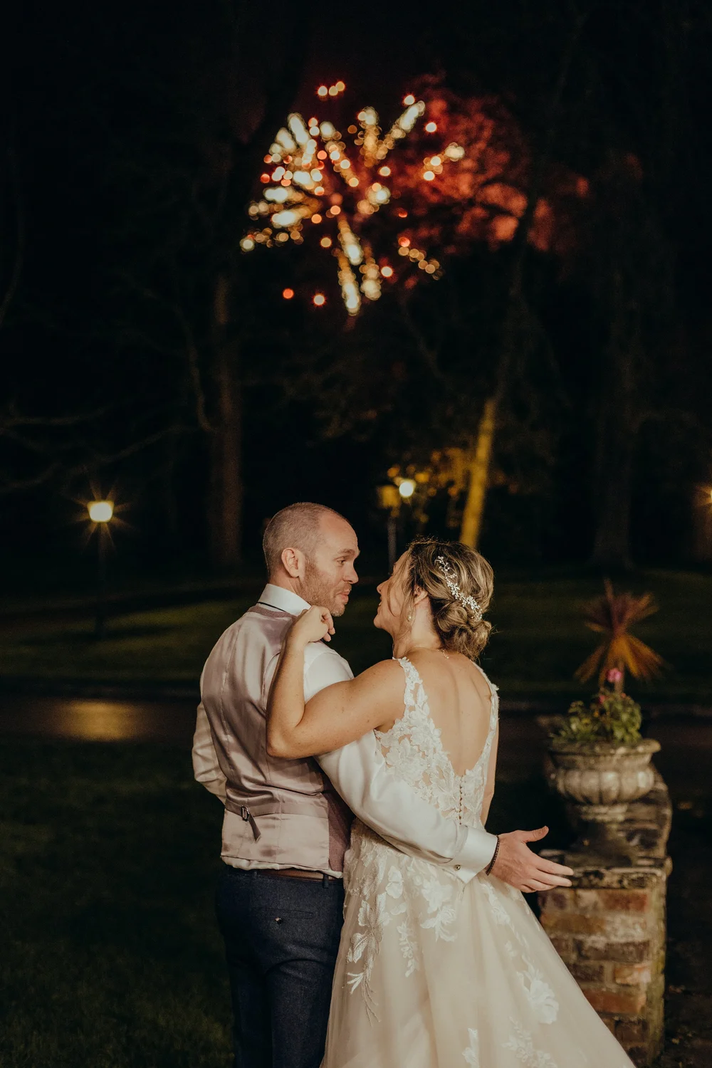 First dance outside under fireworks