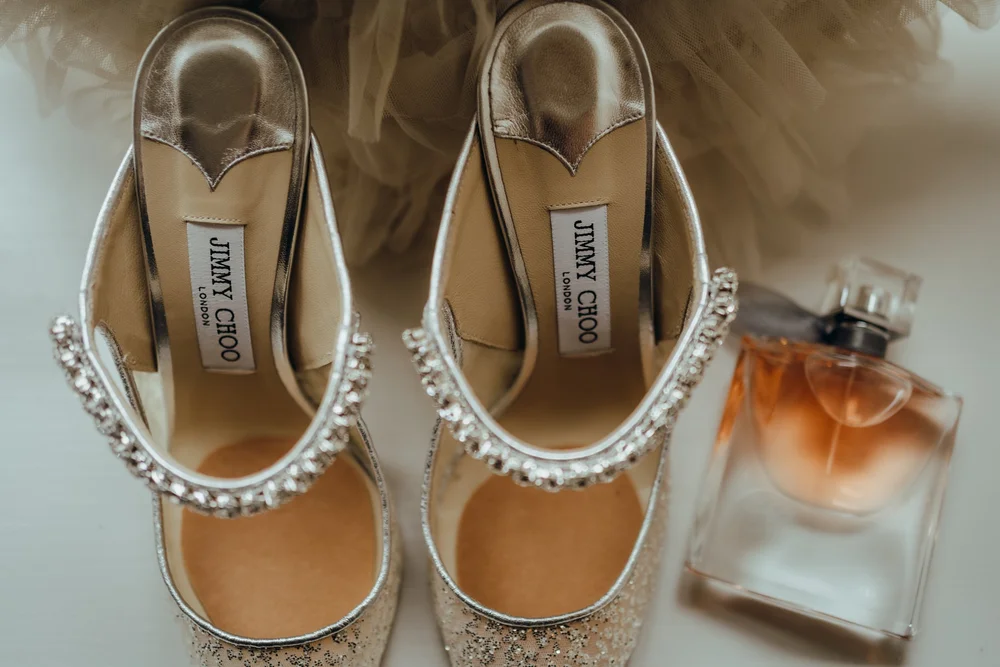 Designer bridal shoes with perfume
