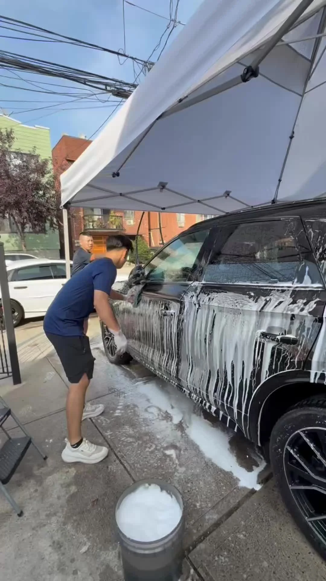 Hand washing a vehicle