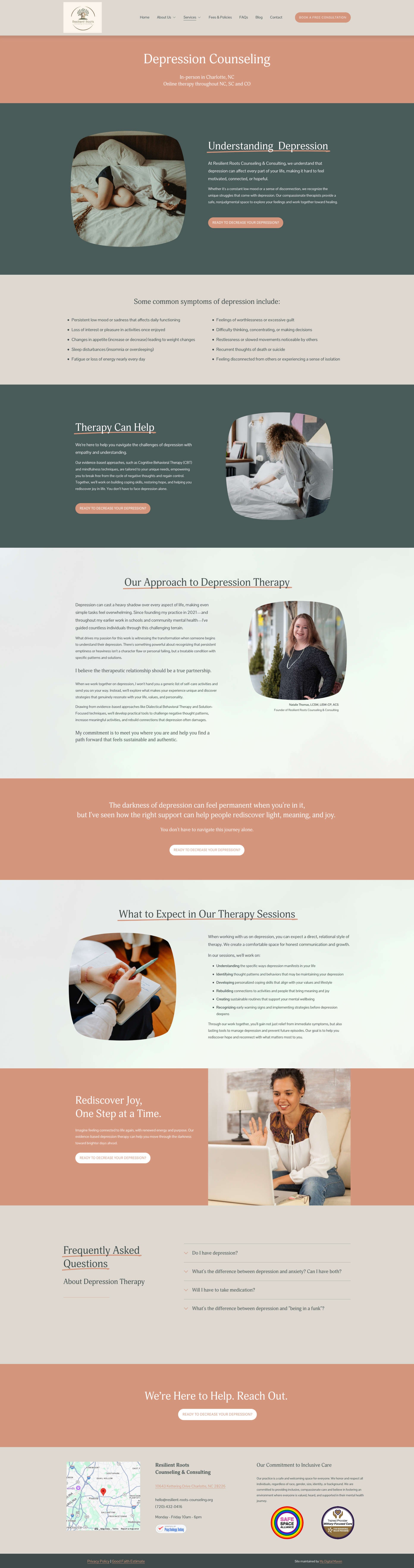 Resilient Roots Counseling website after redesign