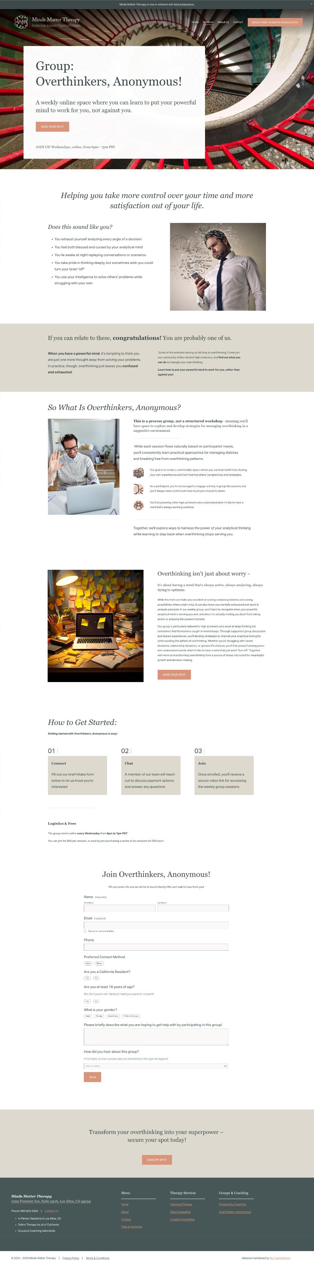 Minds Matter Therapy website after redesign