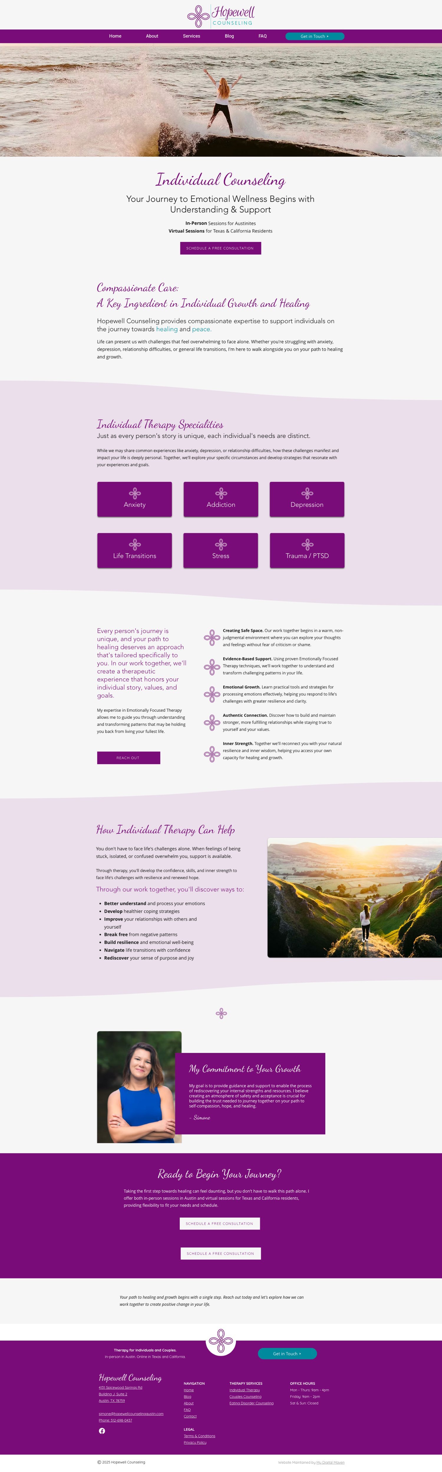 Hopewell Counseling website after redesign
