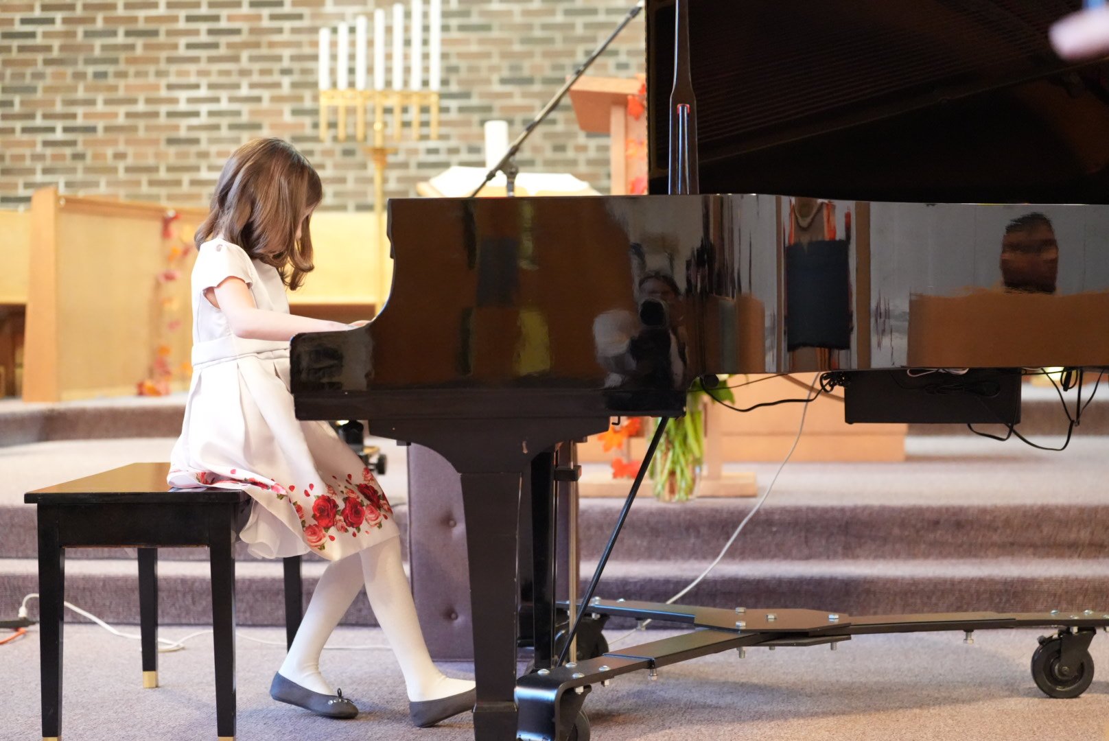 Student playing piano