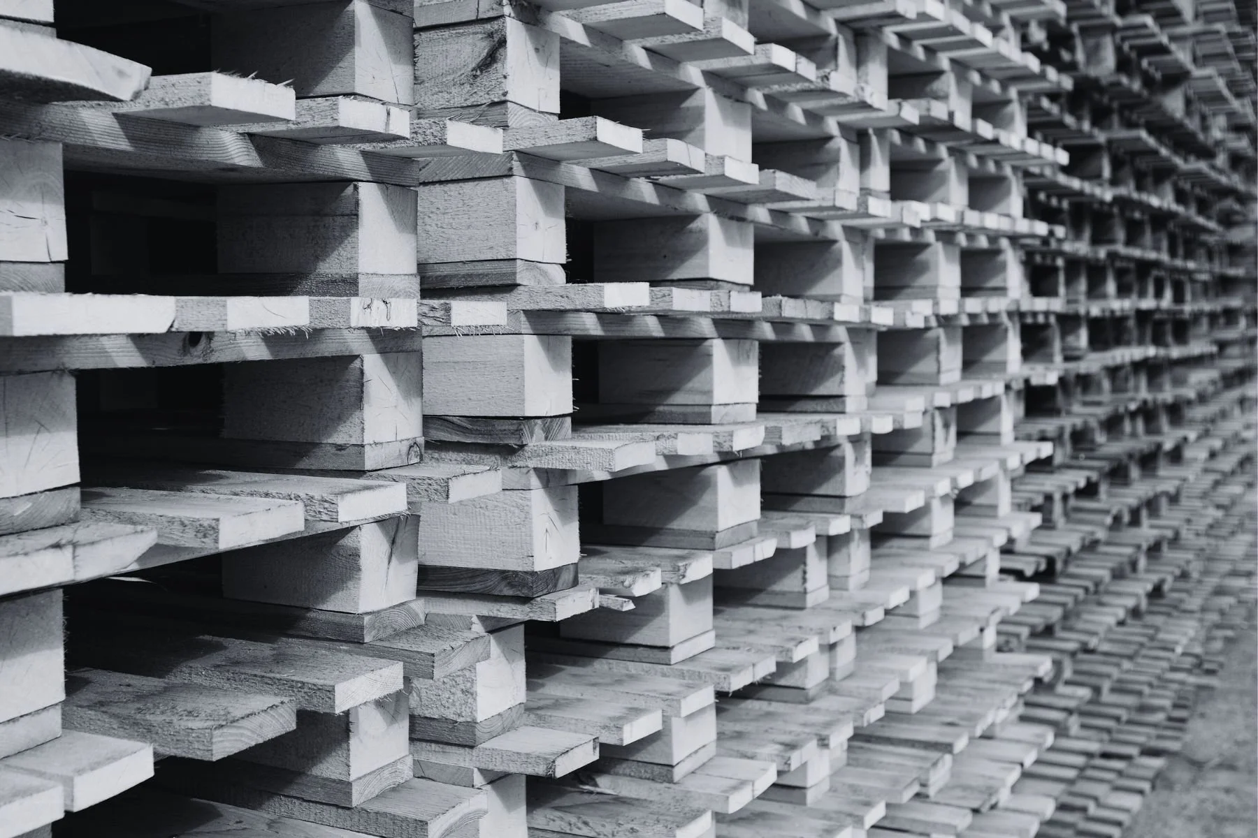 Stacks of wooden pallets