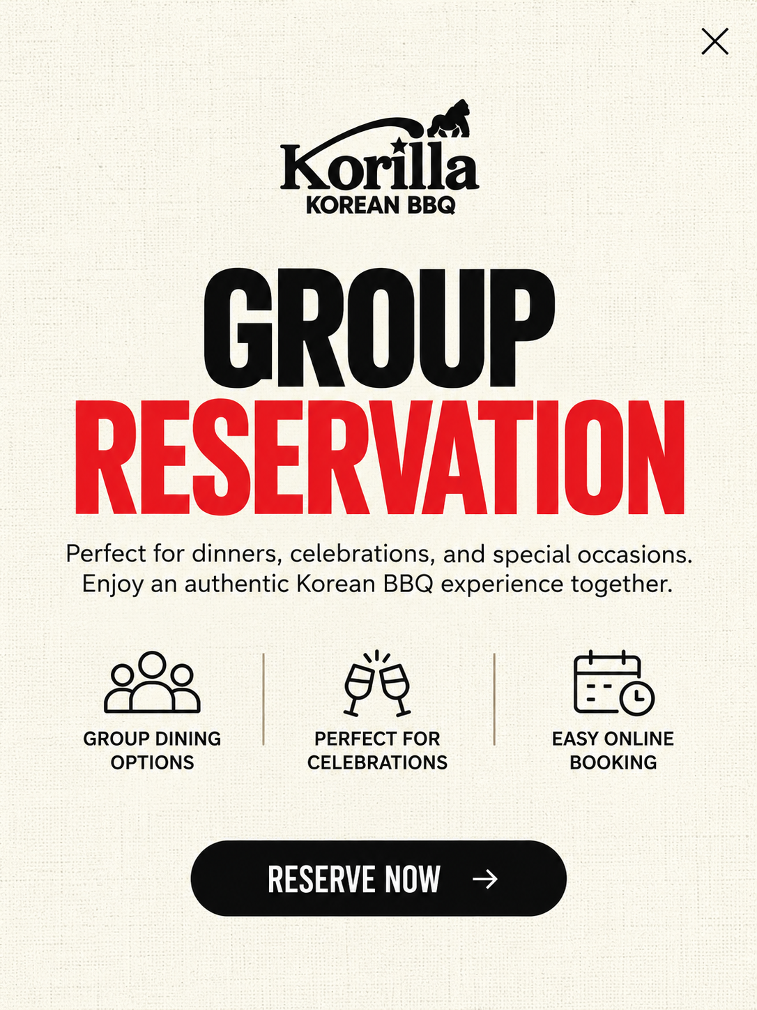 Korilla Group Reservation