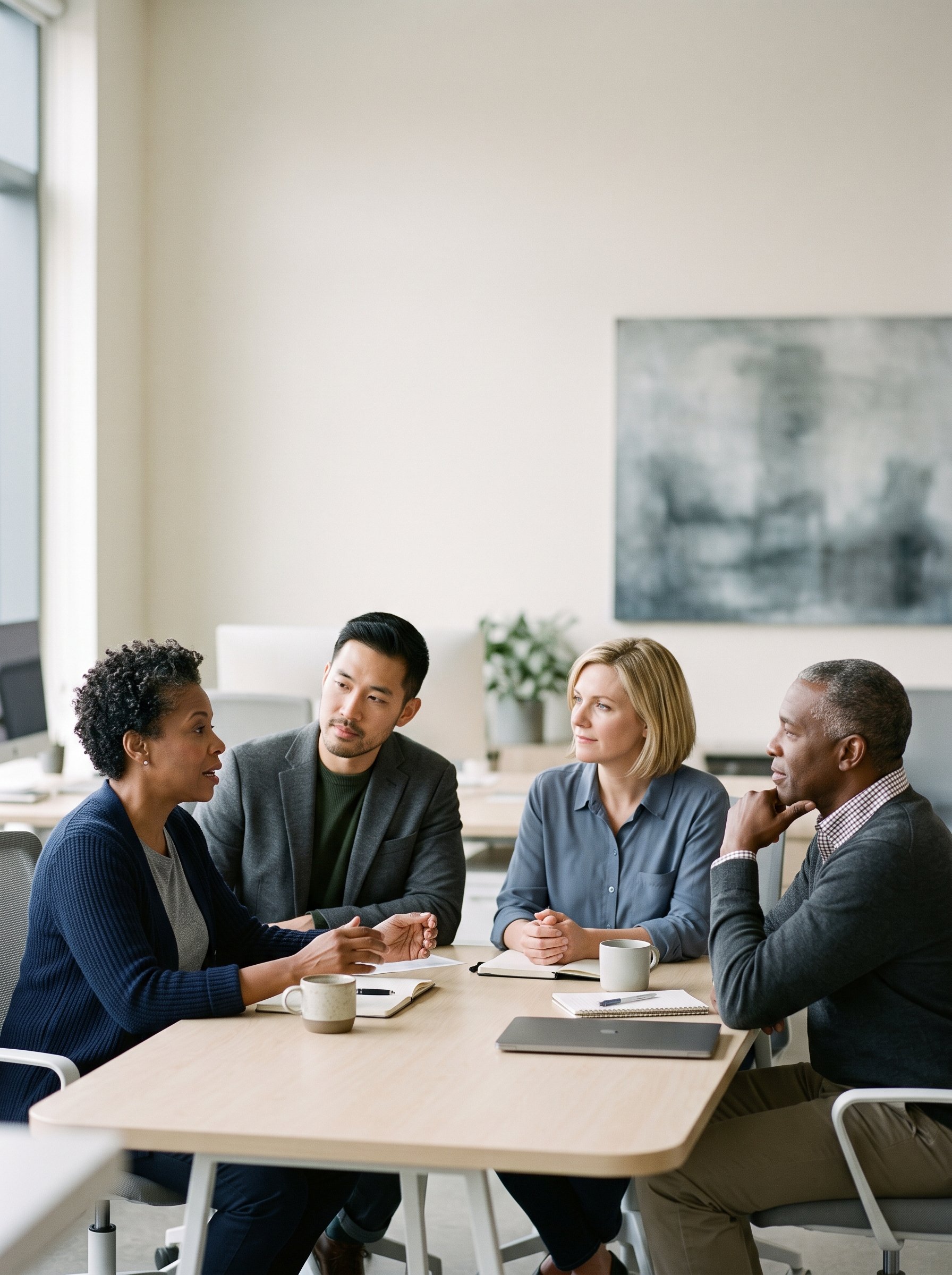A small team in conversation