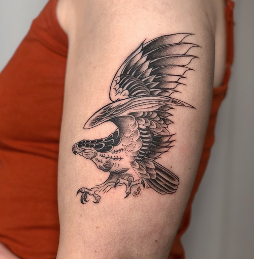 Fineline bird tattoo by Marco