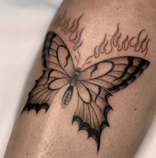 Blackwork butterfly tattoo by Marco