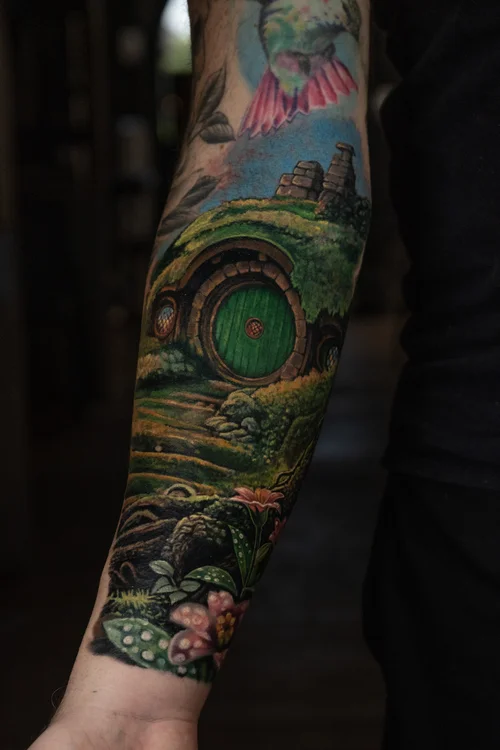 Hobbit realism tattoo by Vlad Onika
