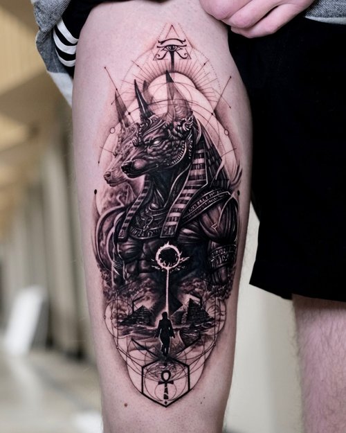 Anubis tattoo by Ricardo Méndez