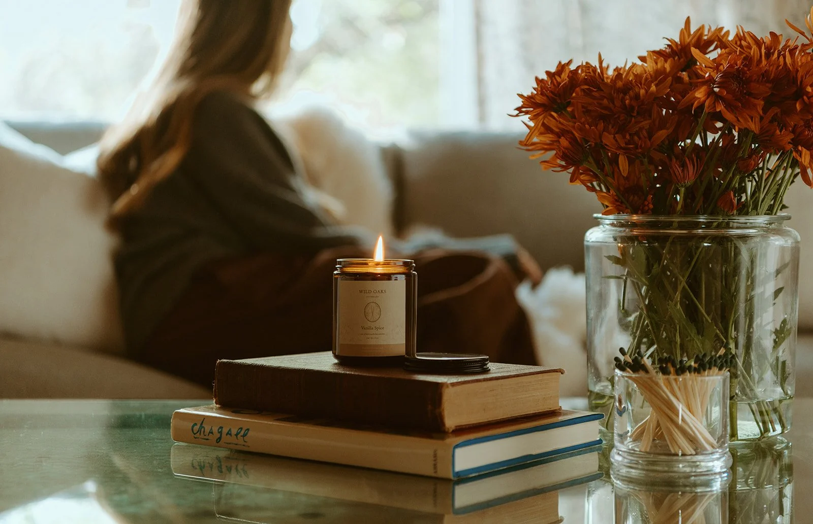 Herb-scented tallow and beeswax candle
