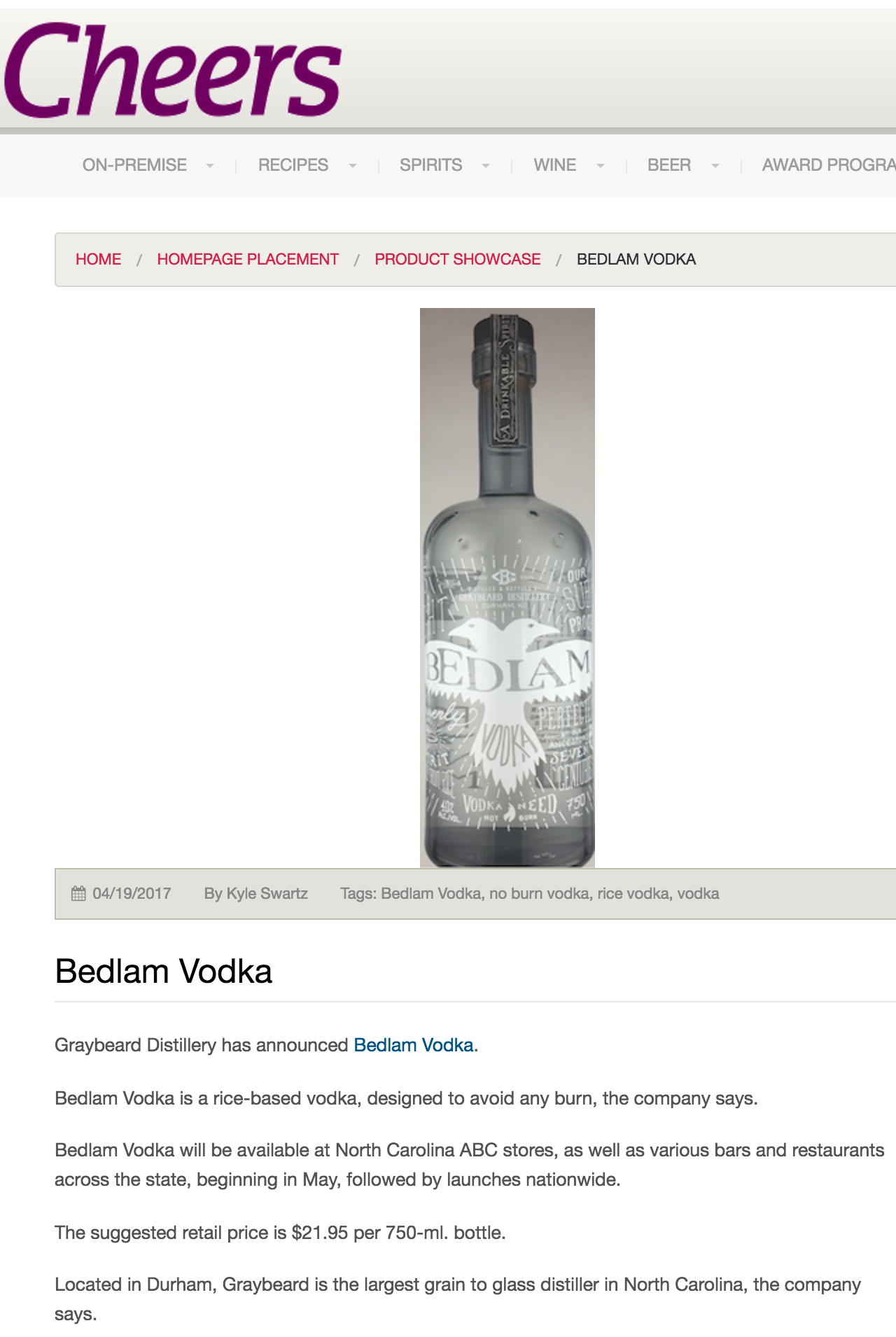 Bedlam Vodka Beverage Dynamics