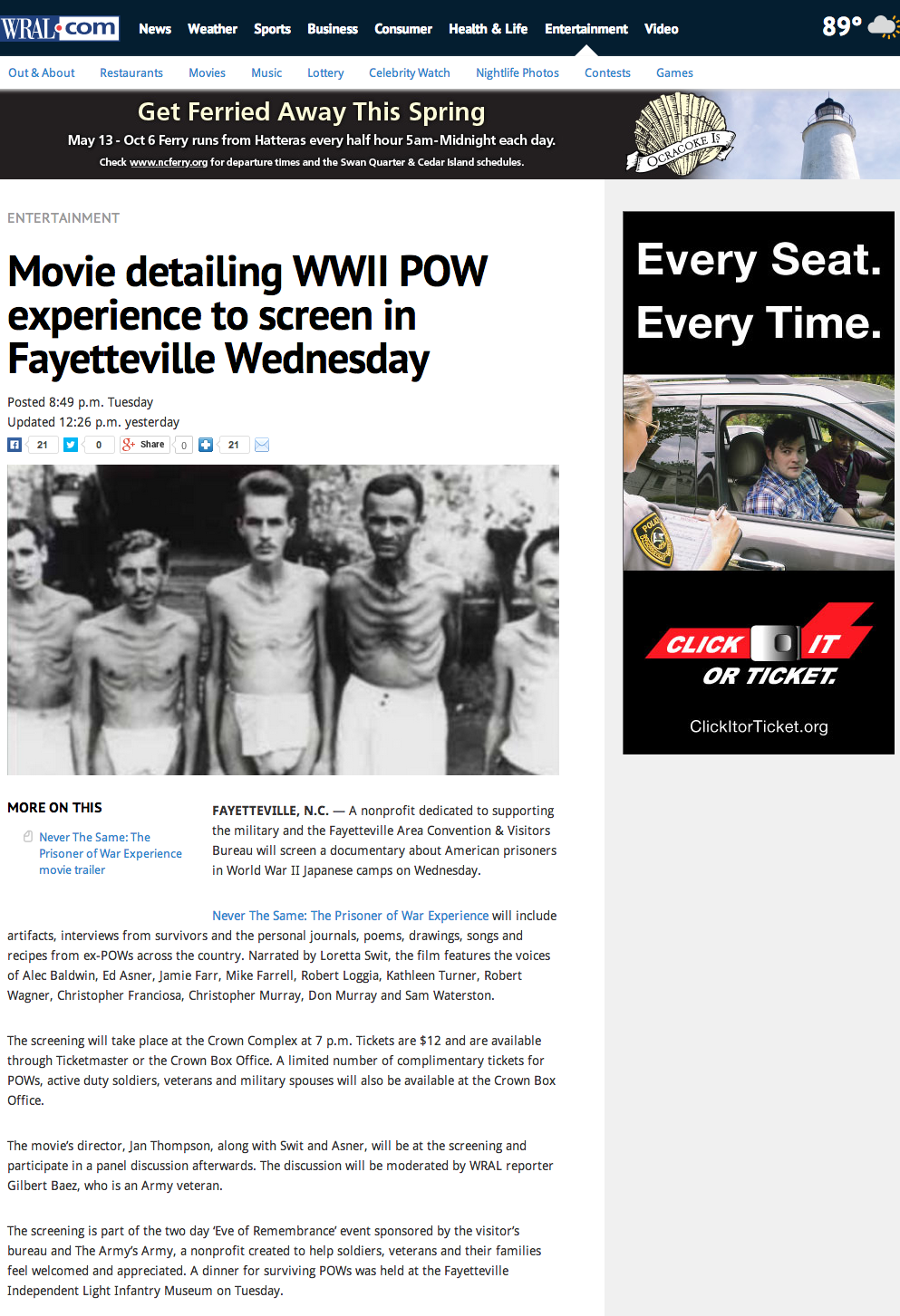 Movie detailing WWII POW experience to screen in Fayetteville Wednesday    WRAL.com