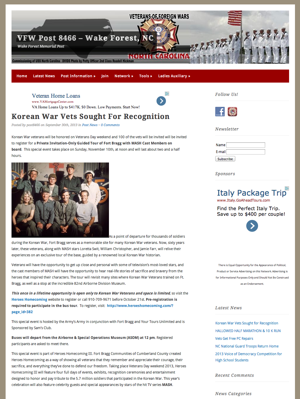 Korean War Vets Sought for Recognition   VFW Post 8466 – Wake Forest  NC
