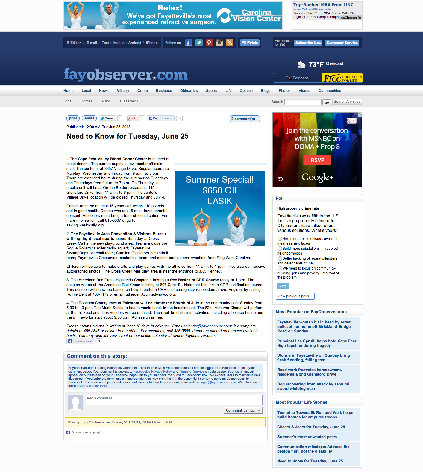 Need to Know for Tuesday  June 25 FAY Observer
