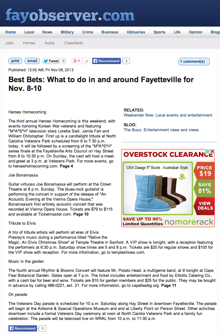 Best Bets  What to do in and around Fayetteville for Nov. 8 10