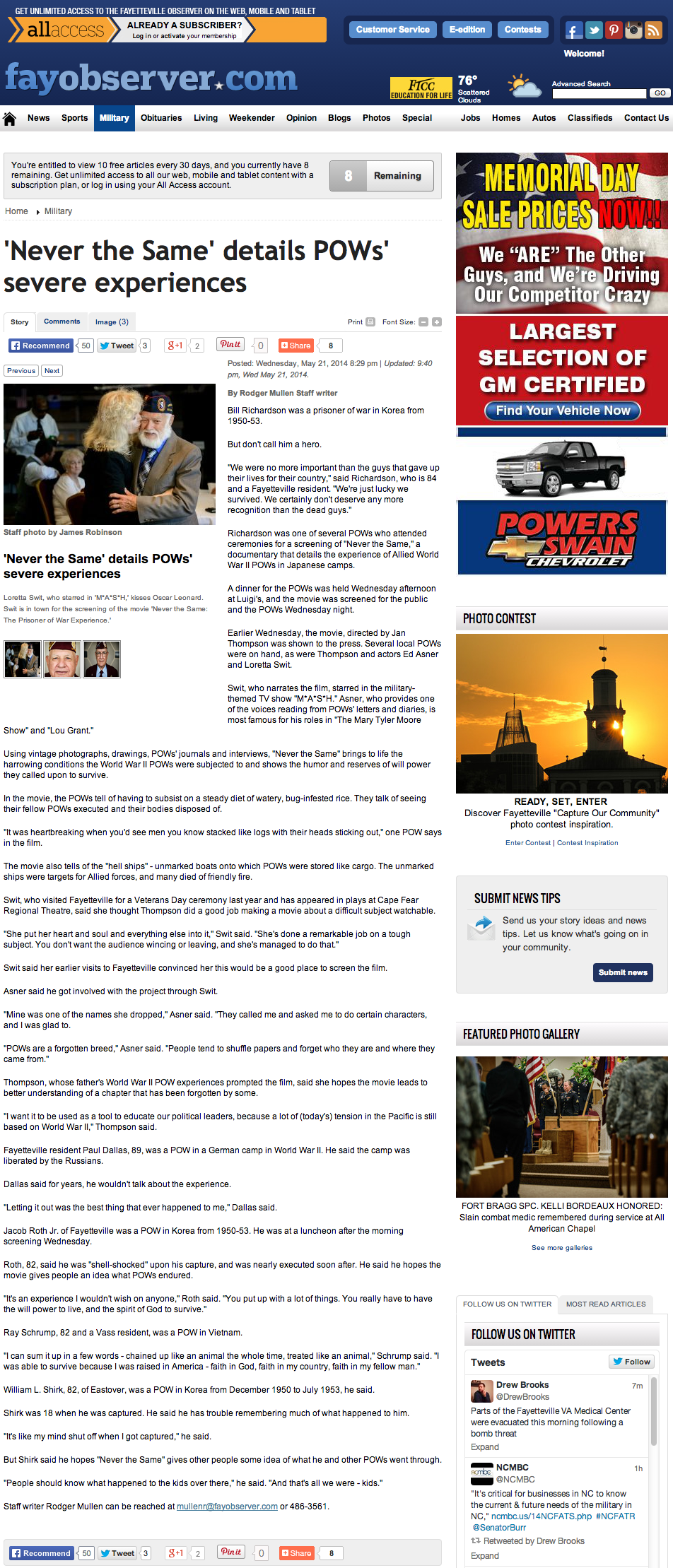 POW Eve of Remembrance_FayObserver_052314