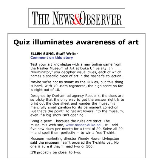 nashermuseumatduke_newsobserverquizilluminatesawareness