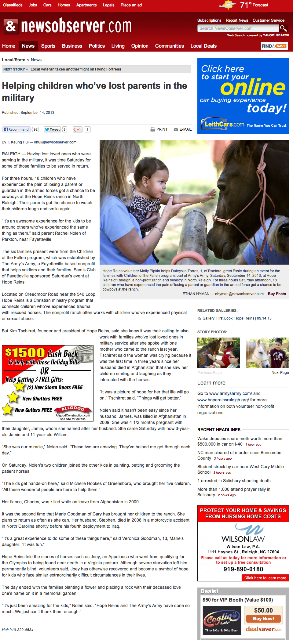 RALEIGH  Helping children who’ve lost parents in the military   Local State   NewsObserver.com