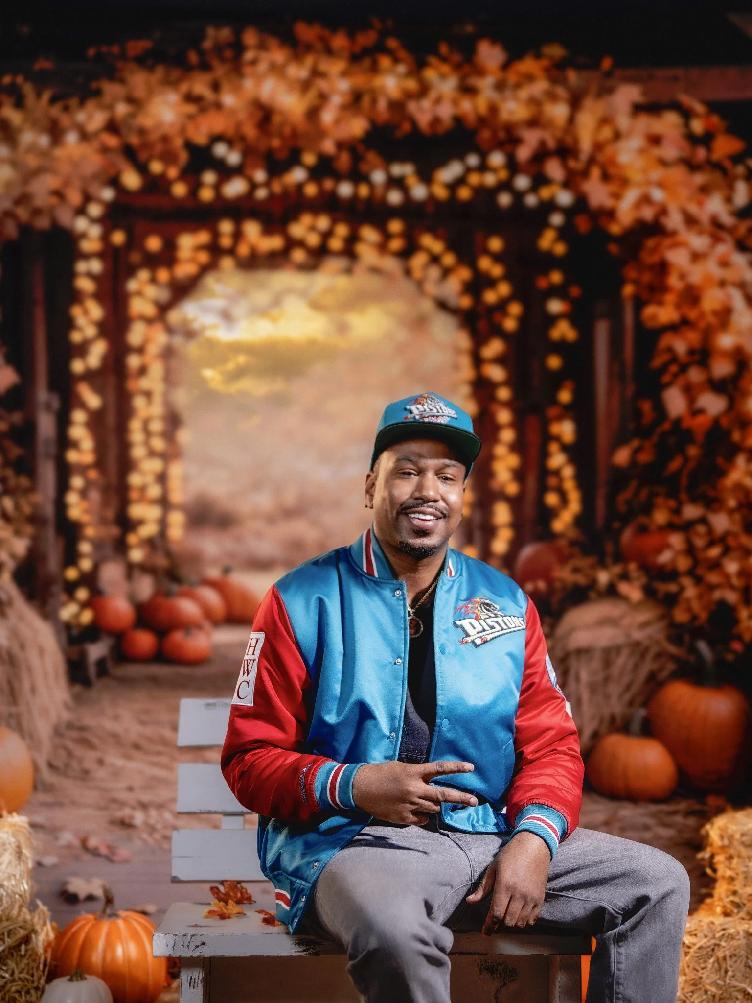 Portrait at fall backdrop